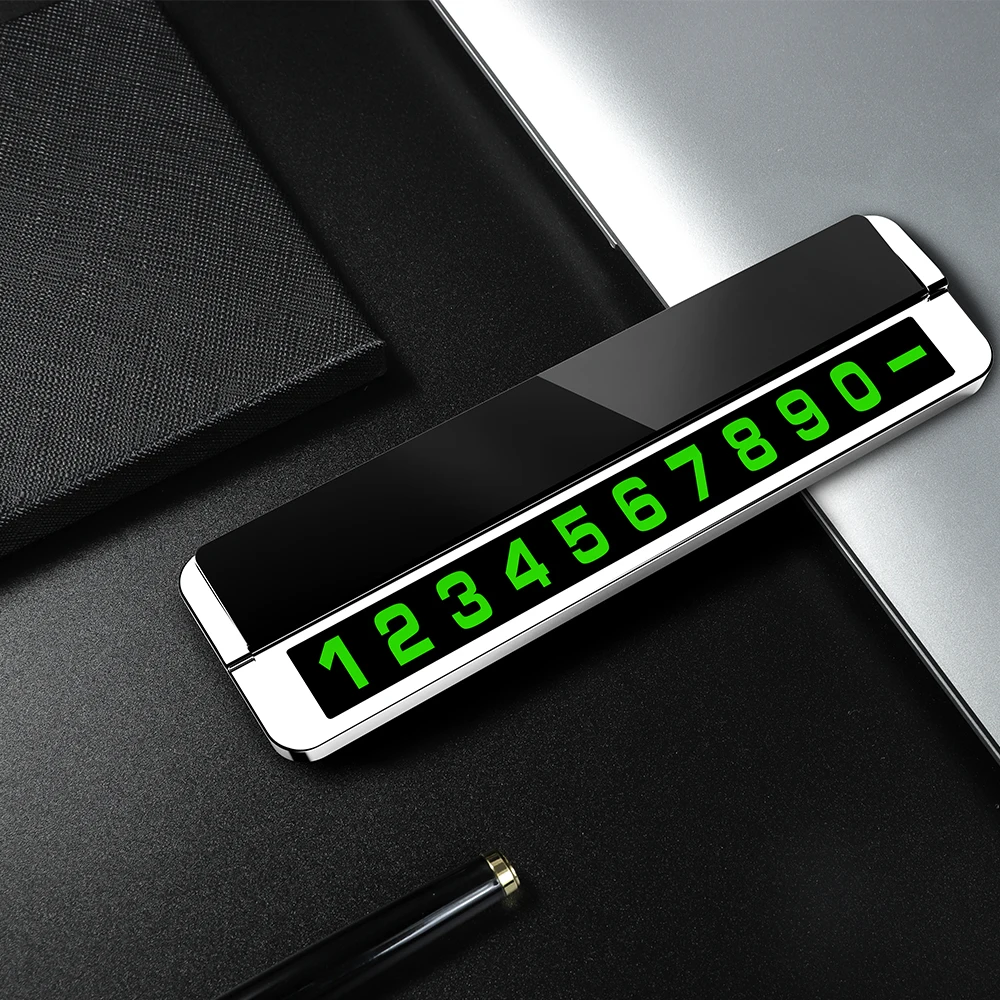Car Accessories Aluminum Alloy Temporary Car Parking Phone Number Plate