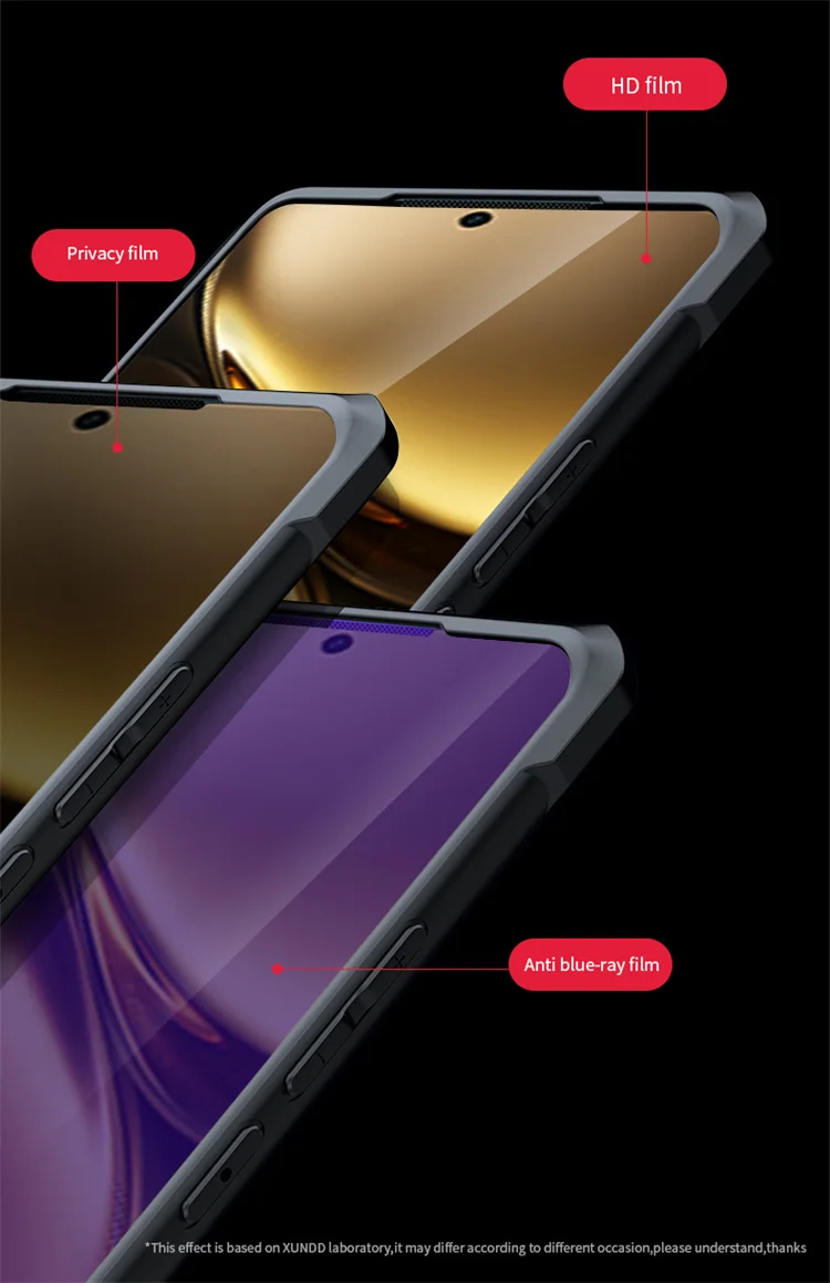 High Quality 4 Corner Anti Fall Black TPU Bumper Clear Acrylic Hard Transparent Back Cover Phone Case For Vivo X200 Pro