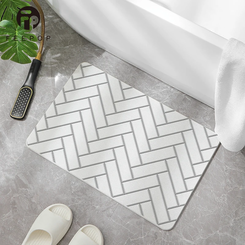Dry Instantly Super Water Absorbent Diatomaceous Stone Bath Mat For Bathroom