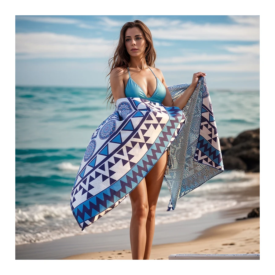 High Quality Eco-friendly Print Beach Towels With Logo Water Absorption Sand Free Custom Microfiber Beach Towel