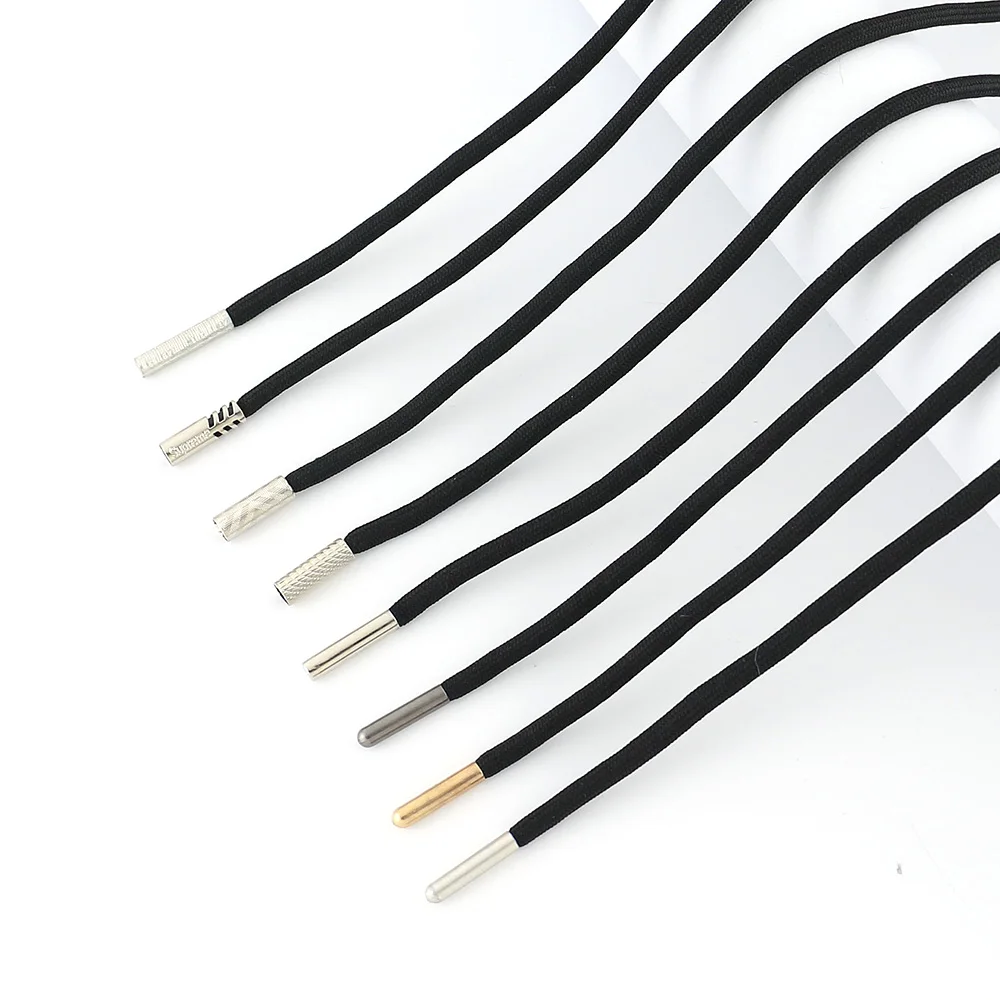 Custom Logo Braided Polyester Round Hoodie Drawcord Draw Cord String With Plastic Or Metal Tip