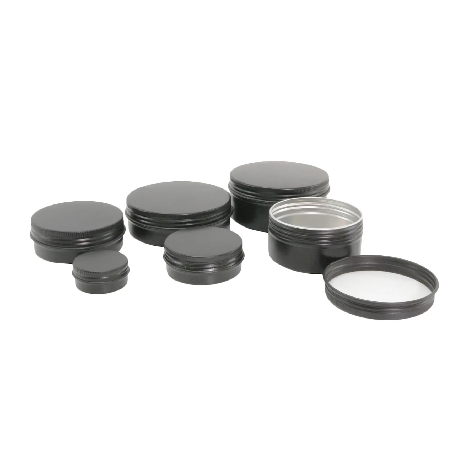 10ml 15ml 20ml 30ml 50ml 60ml 80ml 100ml 120ml matte black aluminum tin jar for wax AJ-932D