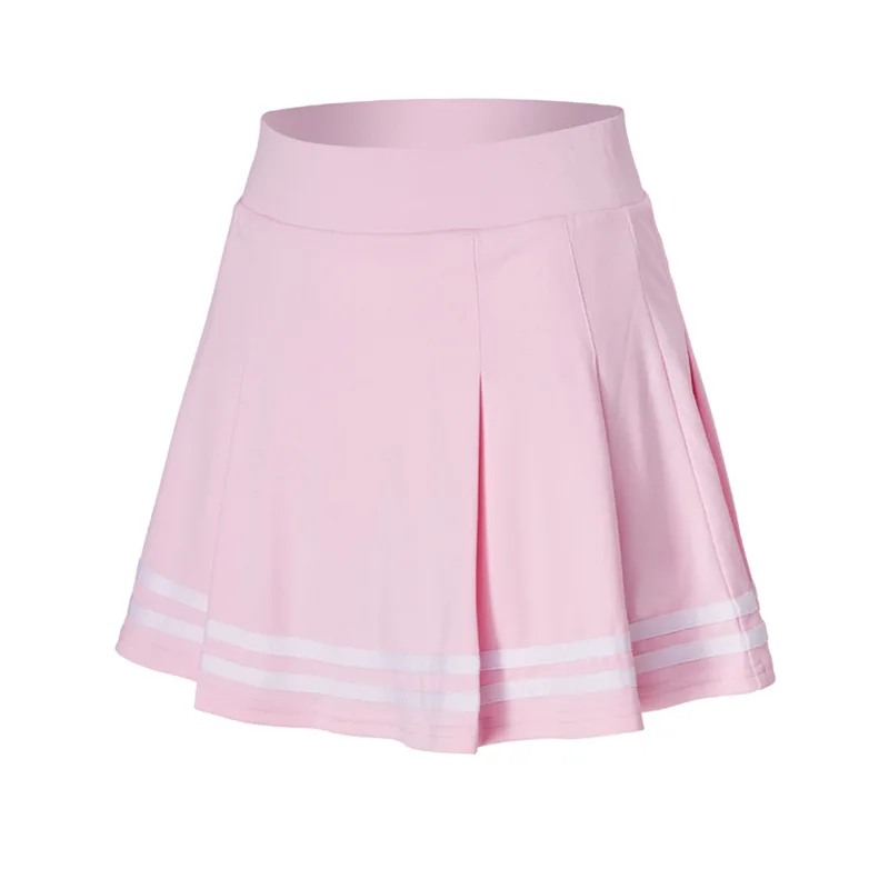 2 in 1 Inside Pocket Stripe Printing Pleated Women Tennis Sport Skirt