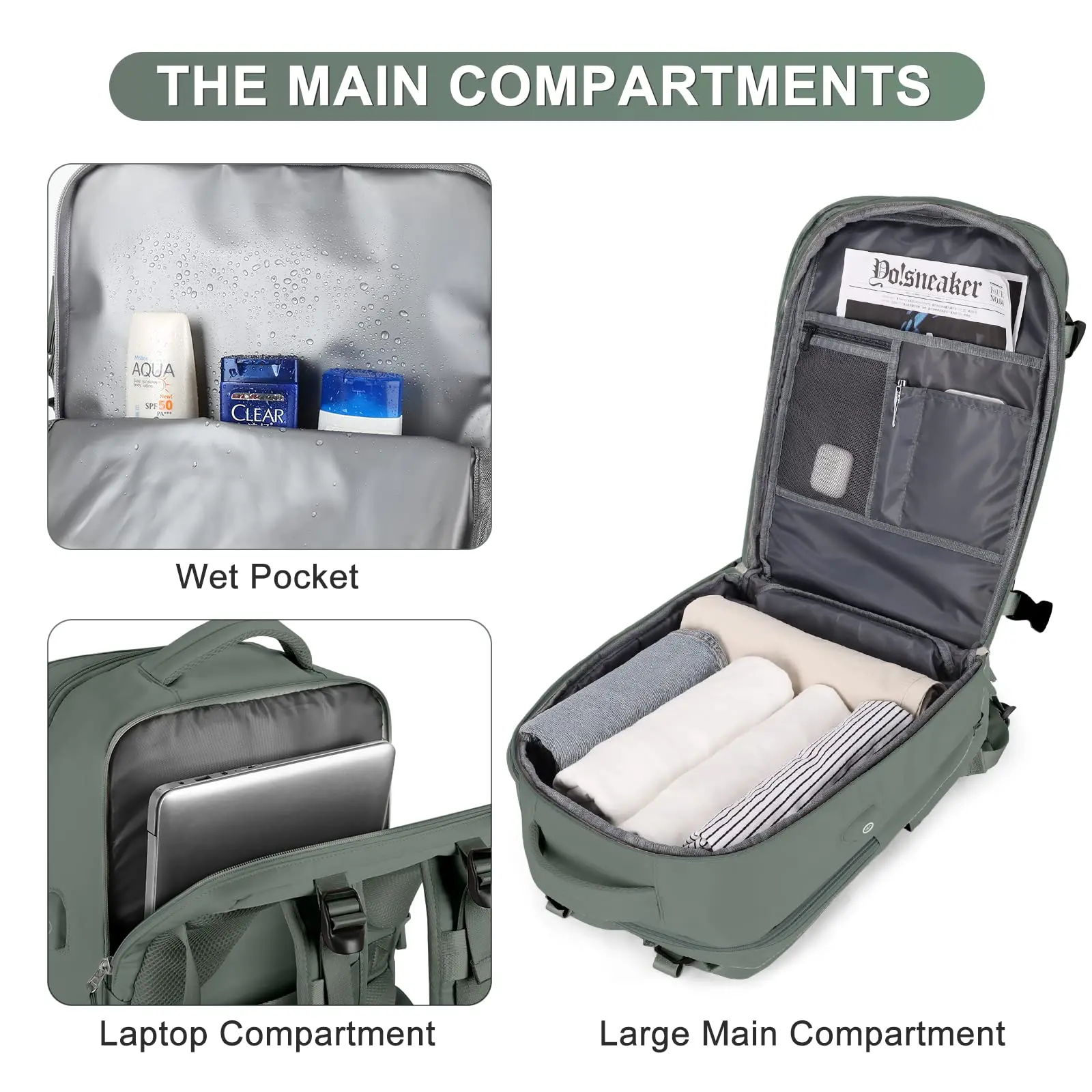 Ladies Outdoor Waterproof Custom Logo Comfort Multi Space Large Size Business Travel Laptop Bag Backpack Carry On With Usb