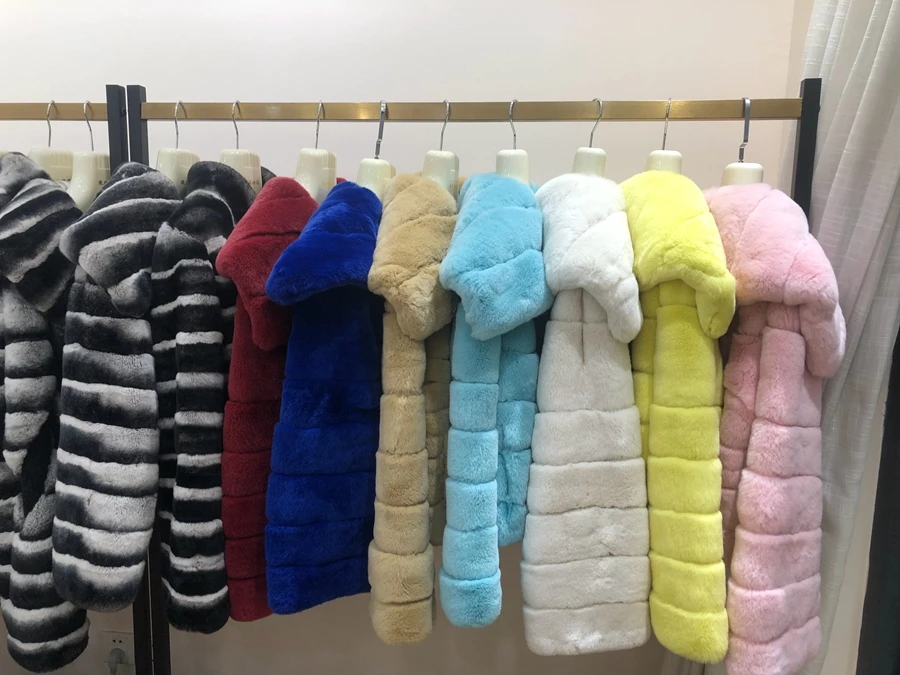 Шуба RX Furs Новый стиль Роскошная зимняя натуральная теплая Укороченная шуба окрашенная Шиншилла кроличья женская