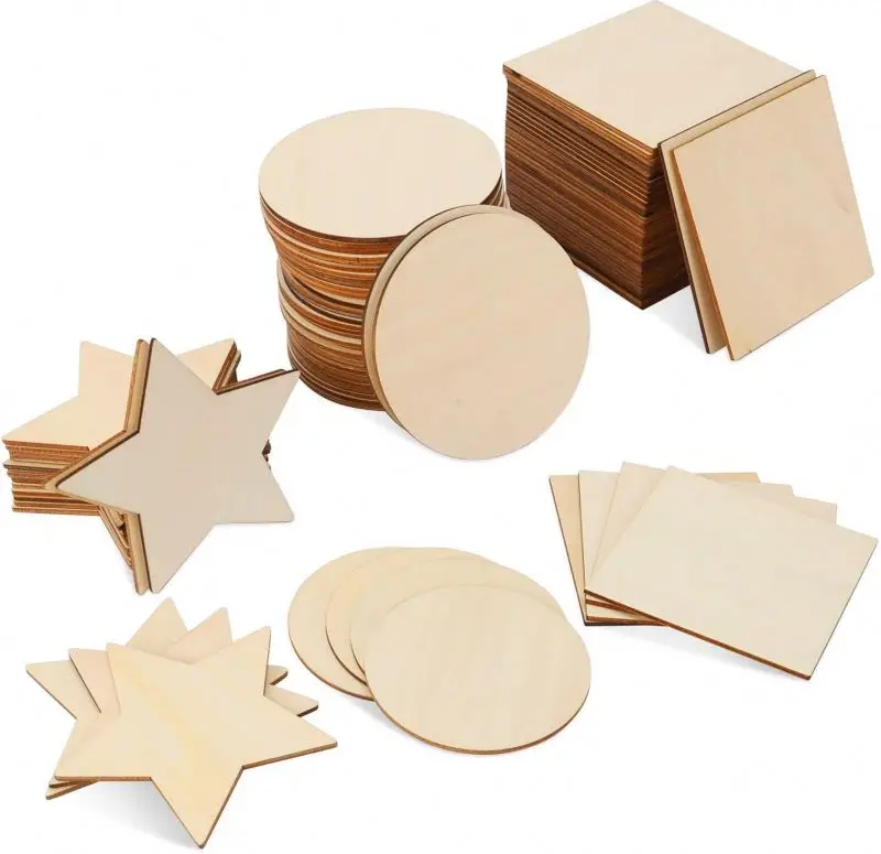 Unfinished Plywood Cutout Slice Wooden Laser Cut Outs for Christmas Decoration for DIY Project