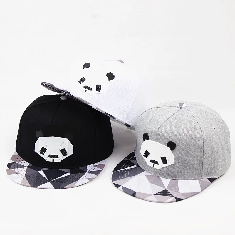 Custom Meidiney 6 Panel Cotton Printed Embroidered Panda Face Design Baseball Caps