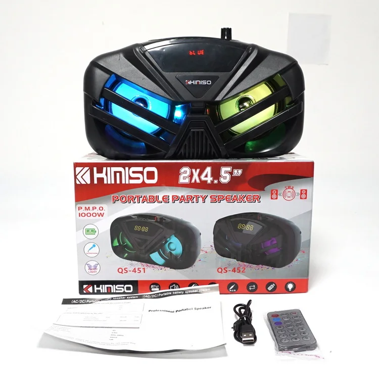 QS-452 Wholesale Speakers KIMISO Double 4.5 inch Speaker Small TWS Woofer Speaker With Cool Light