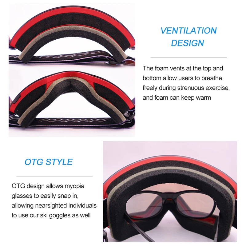 DEX Ski Goggles Manufacturer OEM Custom removable lens Anti-Fog Googles Snowboard Glasses Ski Snow Goggles