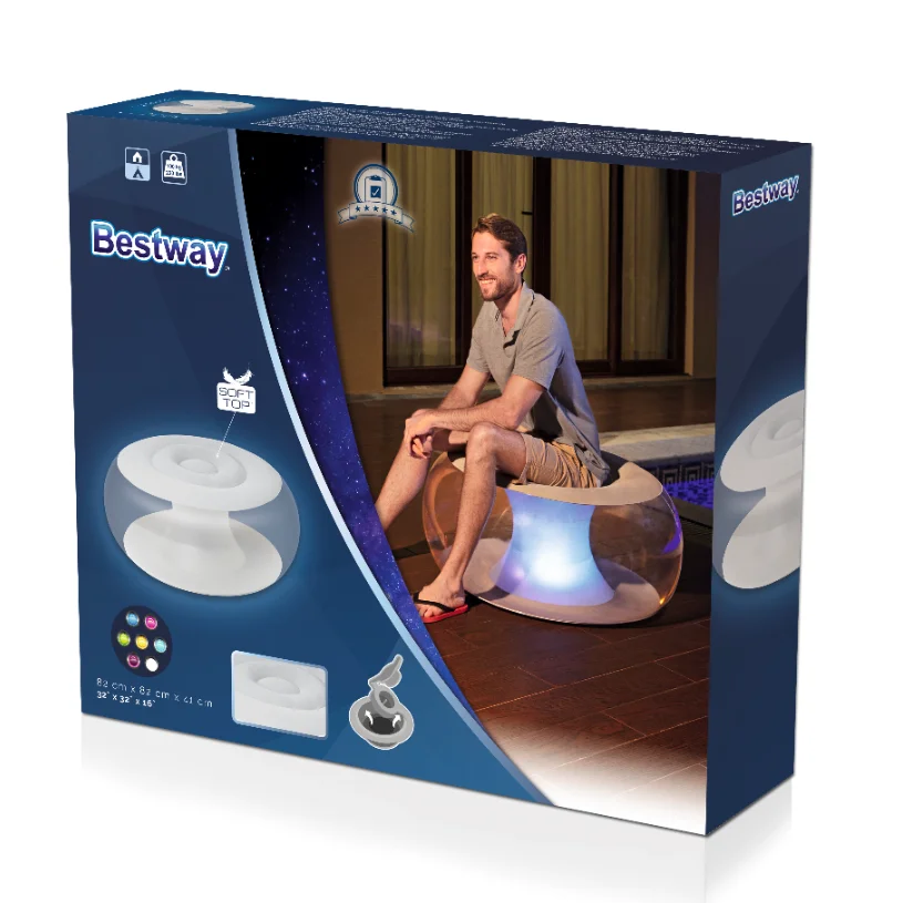Bestway 75085 LED pool sphere transparent single sofa air lounge sofa 82cm x 82cm x 41cm