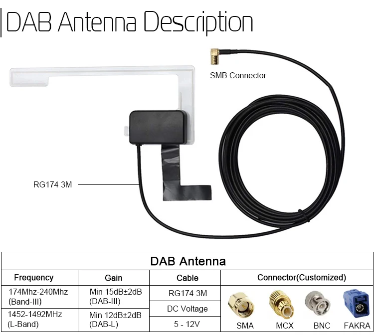 Заводская цена DAB + антенна FM для автомобильного радио dab активная