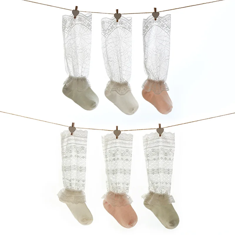 Летние кружевные носки для новорожденных, хлопковые носки с ушками и рюшами, вентилируемые носки с узором
