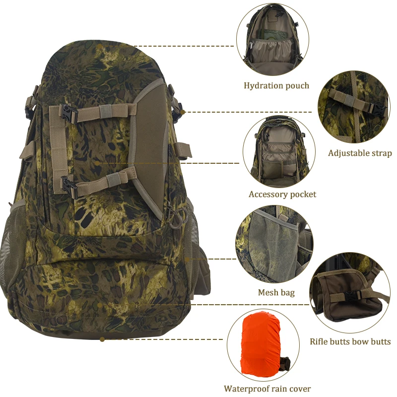 OEM Large bow equipment camouflage Hunting backpack With Rain Cover