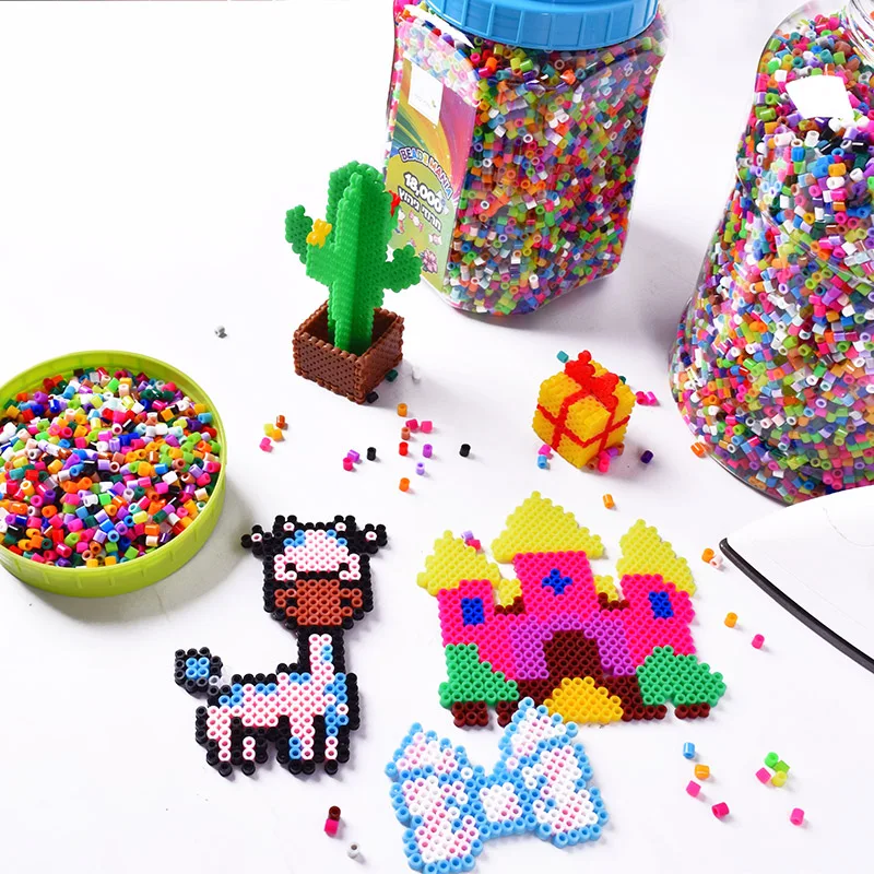 5mm Wholesale Big Bucket Bulk 32000Pieces Perler Beads Craft Pattern Pegboard Fuse Hama Beads Animal Kit For Kids