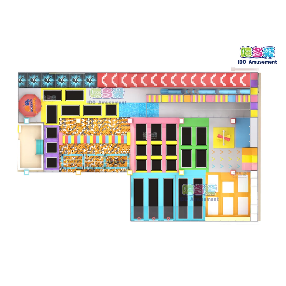 Customized Commercial Indoor Playground Fitness Bungee Bed with Slide Ninja Course Foam Pit for Children Latest Trampoline Park