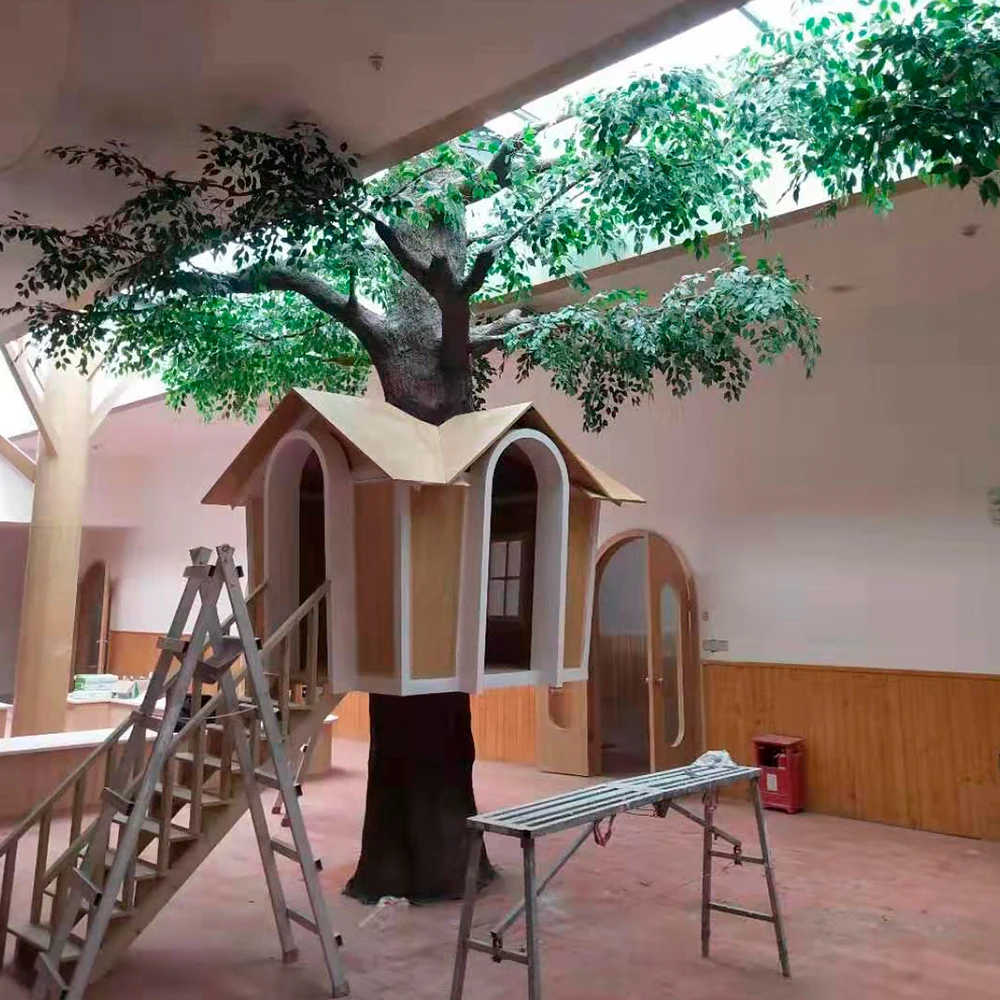 Cement Making Anti-Uv Tall Huge Artificial Banyan Tree Large Green Artificial Tree For Indoor Outdoor Decor