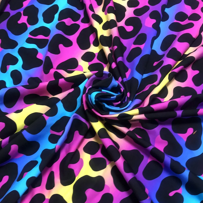 Pattern design fluorescent colorful neon leopard print nylon spandex swimsuit swimwear print fabric