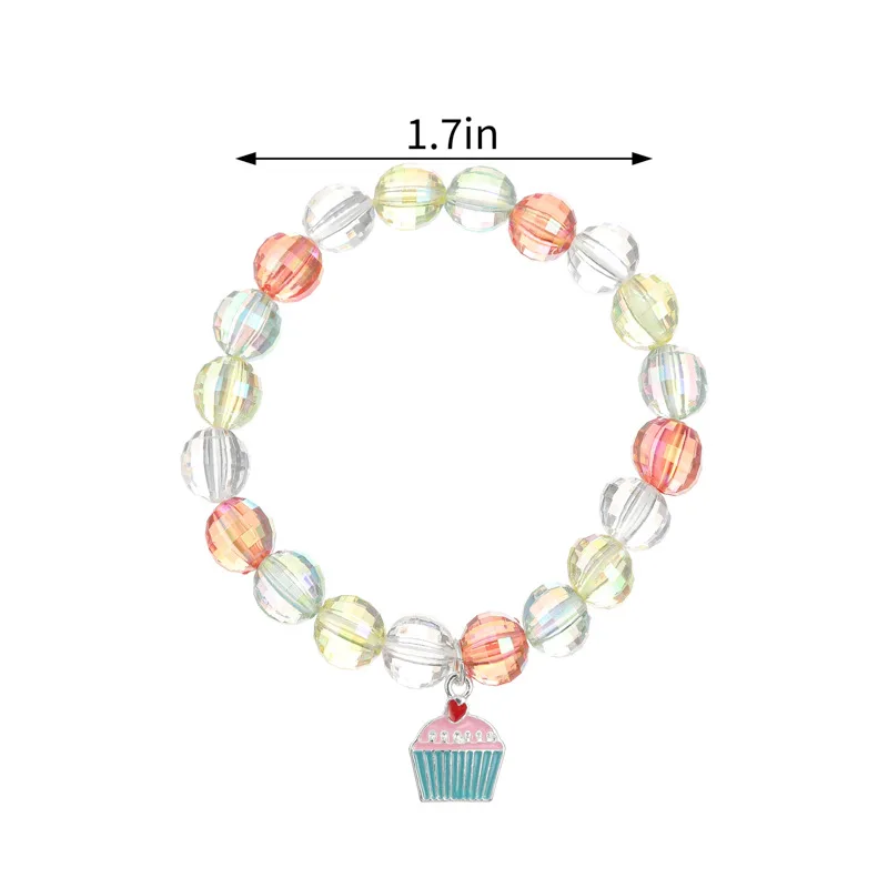 
Cute and exquisite alloy cake bracelet ice cream necklace children ring set 