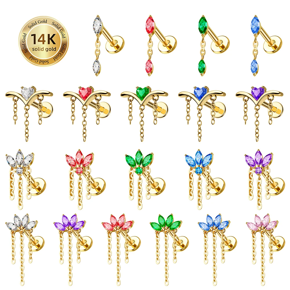 Золотые серьги-гвоздики Toposh 14K