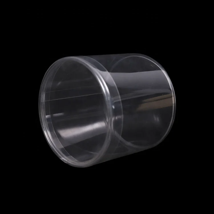 Clear PVC Cylinder Box round Clear Plastic Container with Embossing Recycled Materials for Blister Use