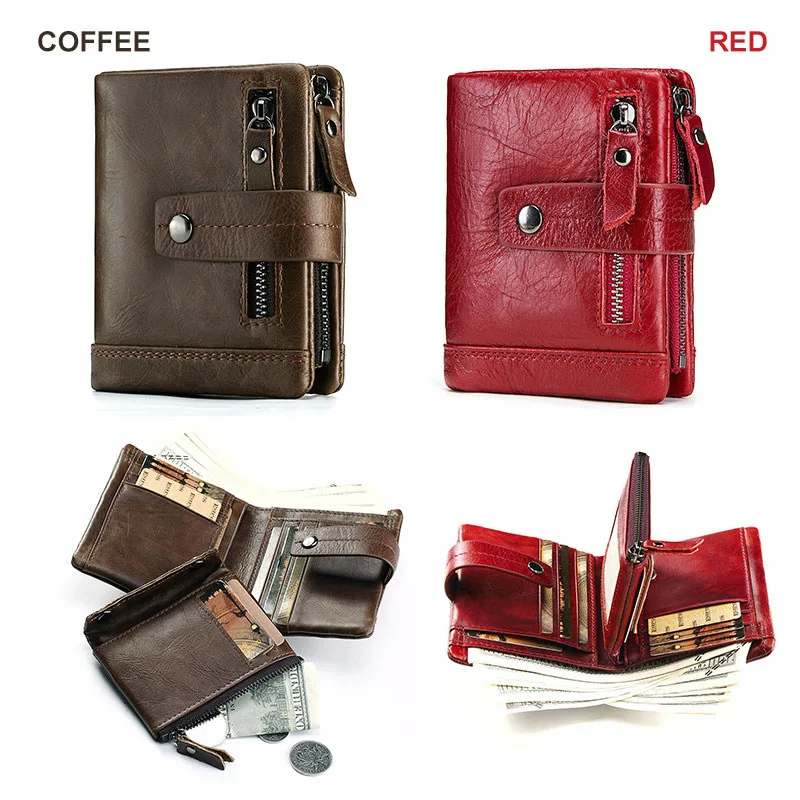 2023 New Design Genuine Leather Men Wallet Coin Purse Small Card Holder PORTFOLIO Male Wallet Pocket Coffee Money Bag