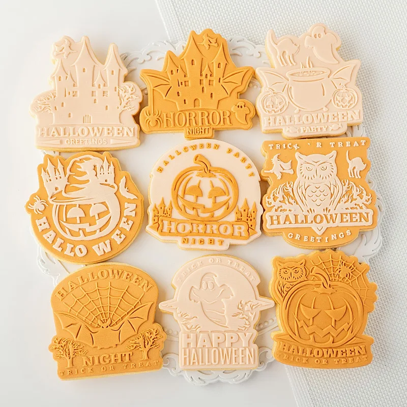 Saffron New arrival Acrylic Cookie fondant embosser stamps Halloween cookie cutter halloween decoration mold