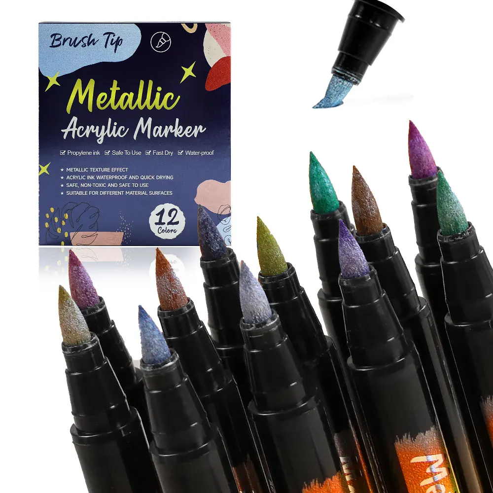 Artistro Acrylic Paint Pens Marker 12Color Fabric Markers Permanent Set De Marcadore Sketch Pen For Wall Art