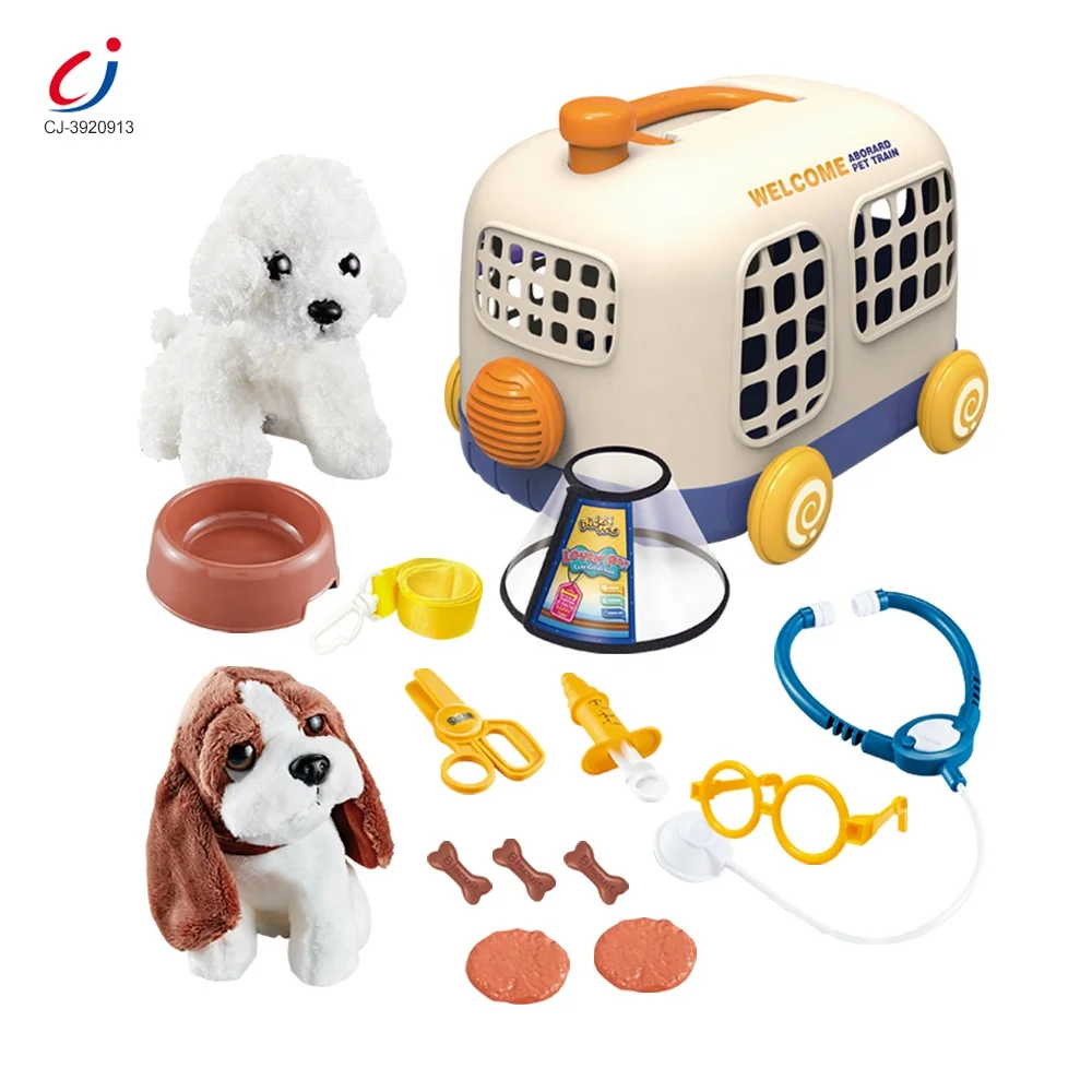 Chengji portable plastic cage kids pretend play care tool feeding plush toy pet doctor simulation dog
