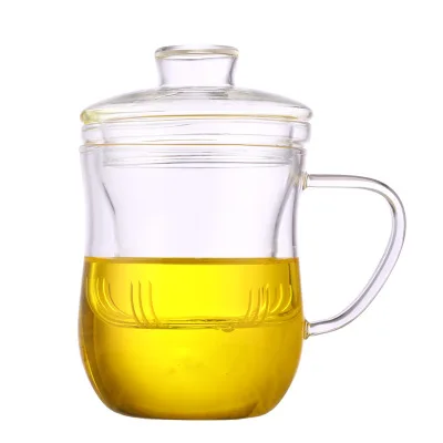 High quality household High borosilicate glass tea cup with Lid and Filter