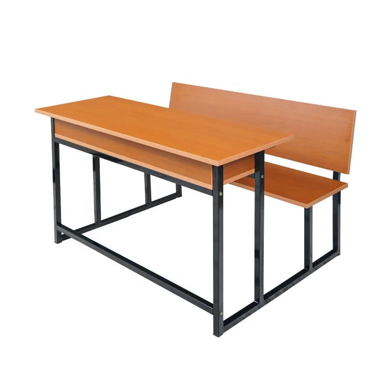 Conjoined Desk And Chair Two Seater Wooden School Furniture Desk and Chair Double School Table and Bench