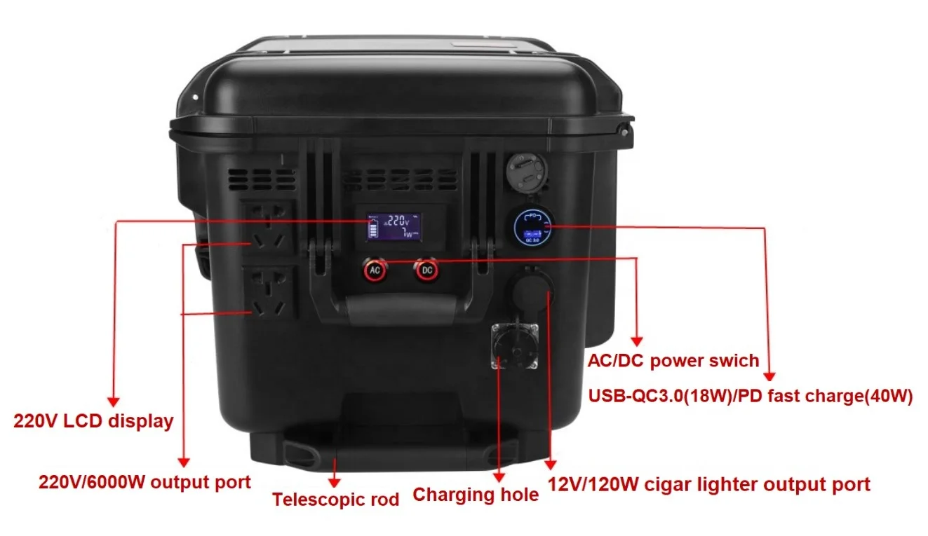 Multi function 220v 6000w 9380wh outdoor camping portable solar power station generator