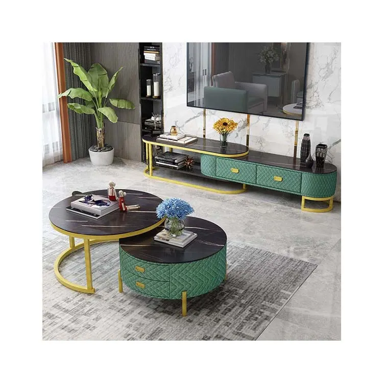 Кофейный столик для телевизора в современном минималистичном стиле с красной подсветкой для роскошной маленькой квартиры