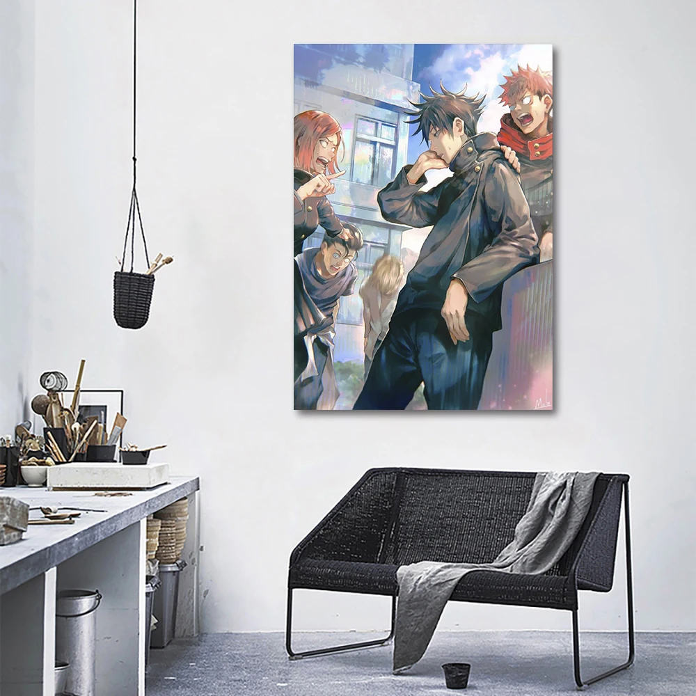 Guanjun 40*60 cm Japanese high school life painting and wall arts shonen jump manga jujutsu kaisen poster anime canvas prints