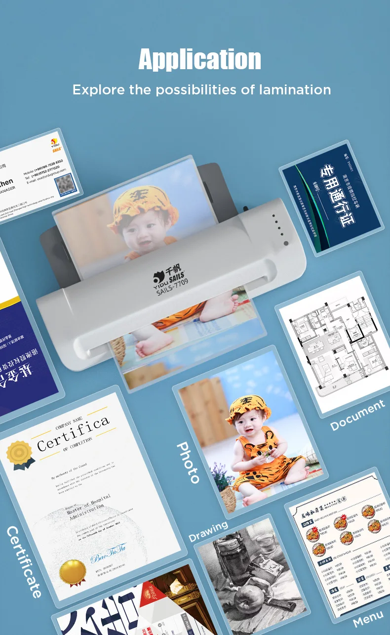 YIDU Custom 100 pcs 100 micro 175 micron Lamination Pouches Plastic Film for A5