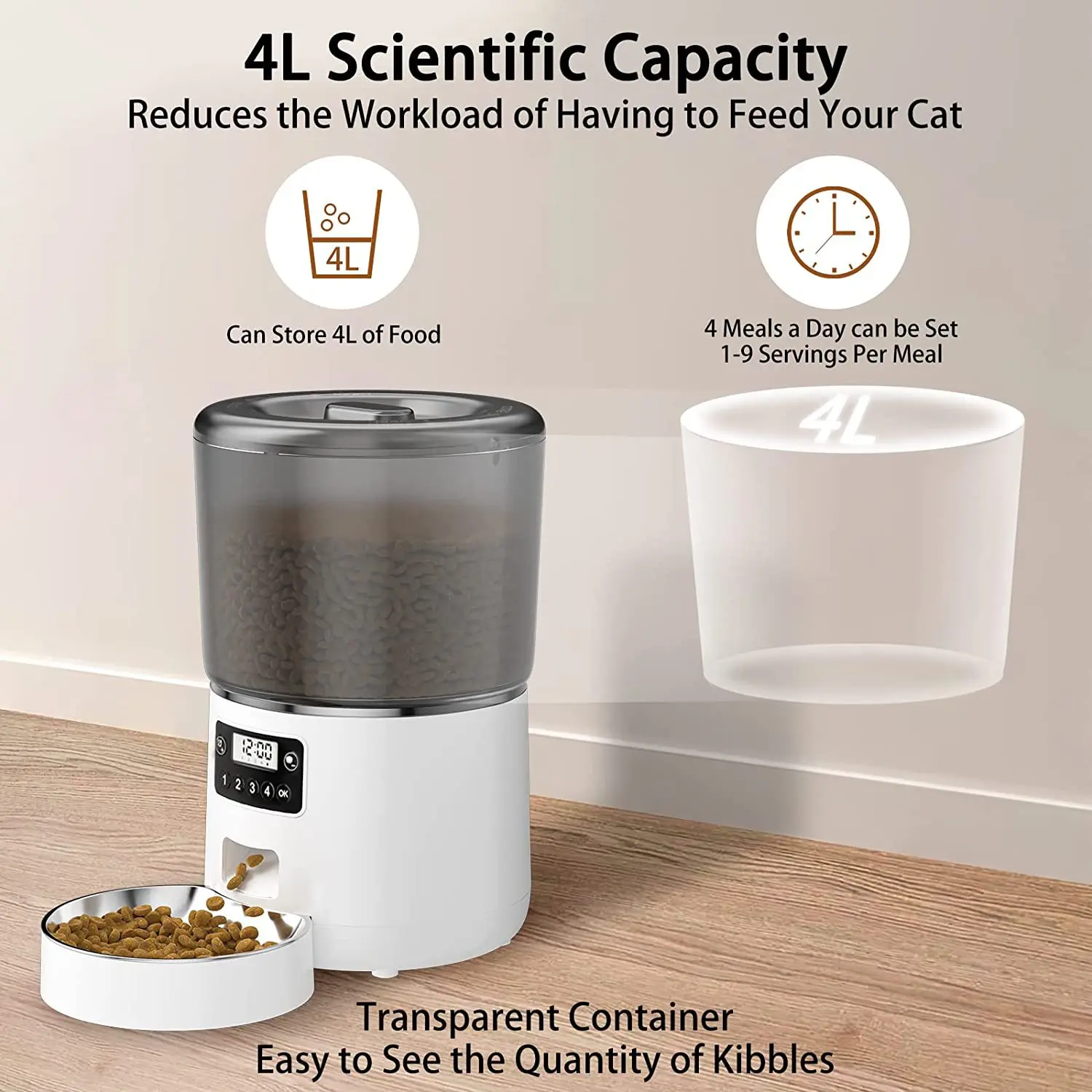 Automatic Wifi Controlled 4L Pet Feeder 110V-127V 120V 220V 230V 240V Input 5V Out putdog and cat me bowl Smart food dispenser