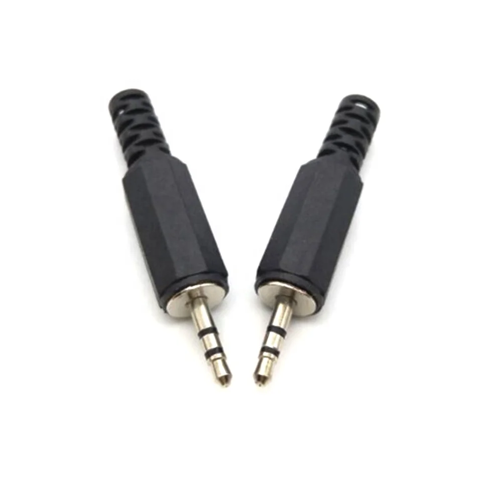 assembled 2.5 mm TRS stereo audio plug with plastic cover