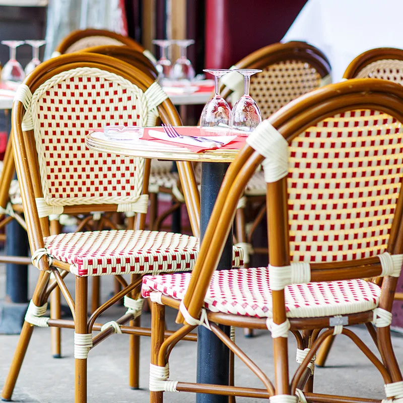 Uv Resistant Outdoor Rattan French Bistro Chairs Bamboo Furniture Chairs For Sale Rattan Bamboo Chairs
