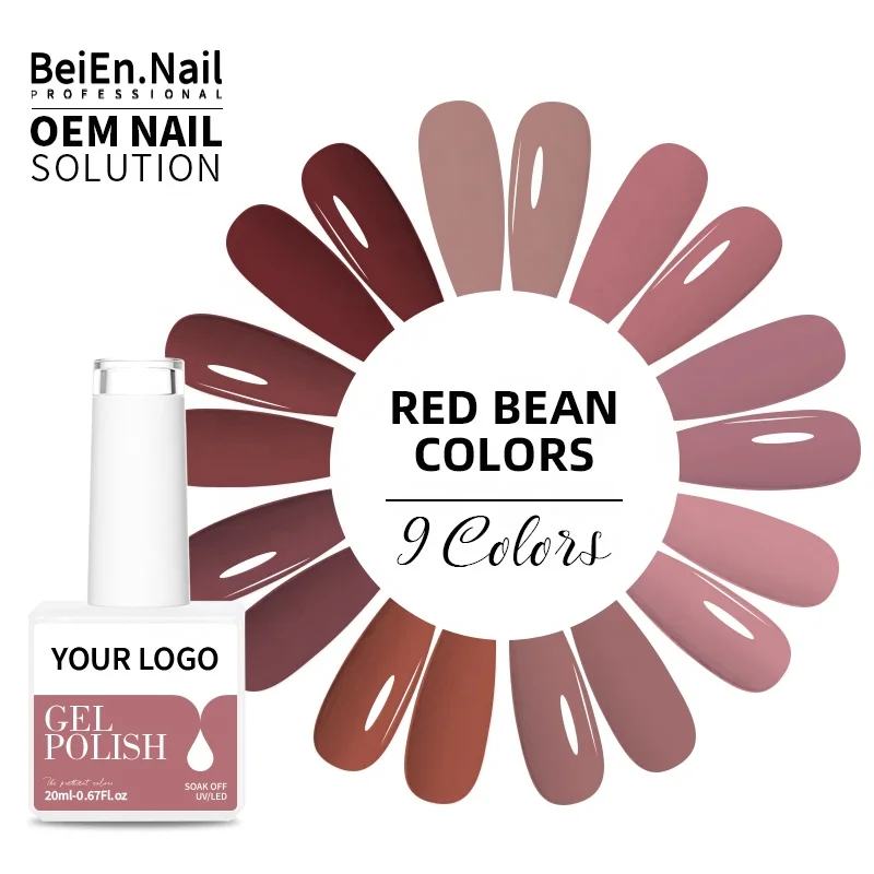BeiEn Your Logo 18ml 20ml UV/LED Gel Polish High Pigment Coral Colors Collection Nude Pink Series Hot Selling OEM/ODM Bulk Kilo