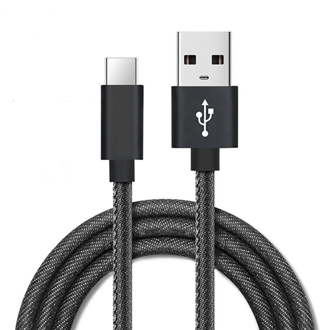 Amazon Selling Jeans Fabric Wrapped  Micro Usb C To A Usb 2.0 Charging Cable