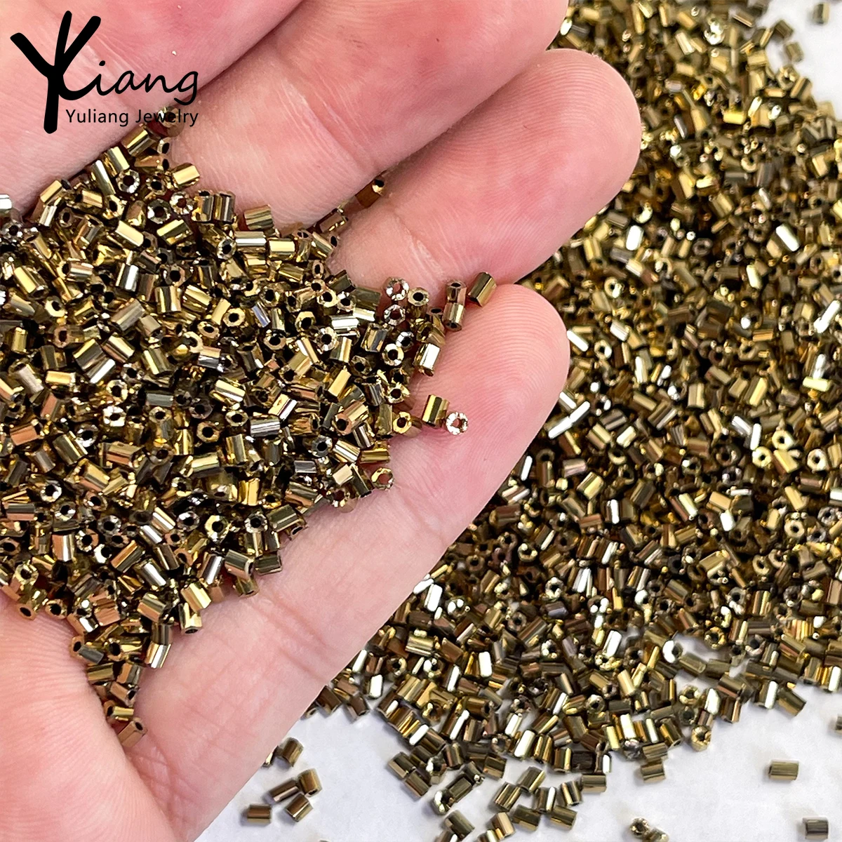 Wholesale 2mm high-quality hexagonal glass beads at original price, used for DIY bracelet, necklace, and jewelry production