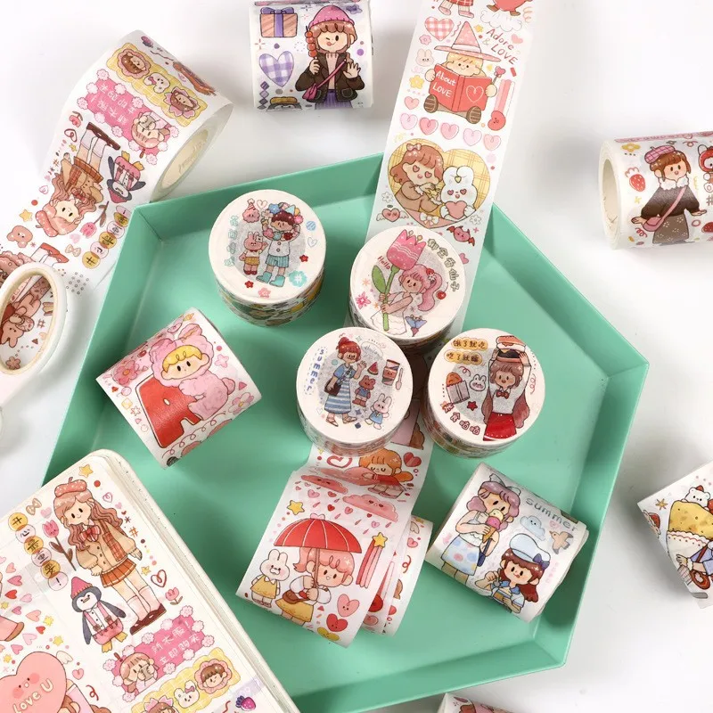 Wholesale characters sweet hand account and paper tape food love wear Korean cute decorative stickers