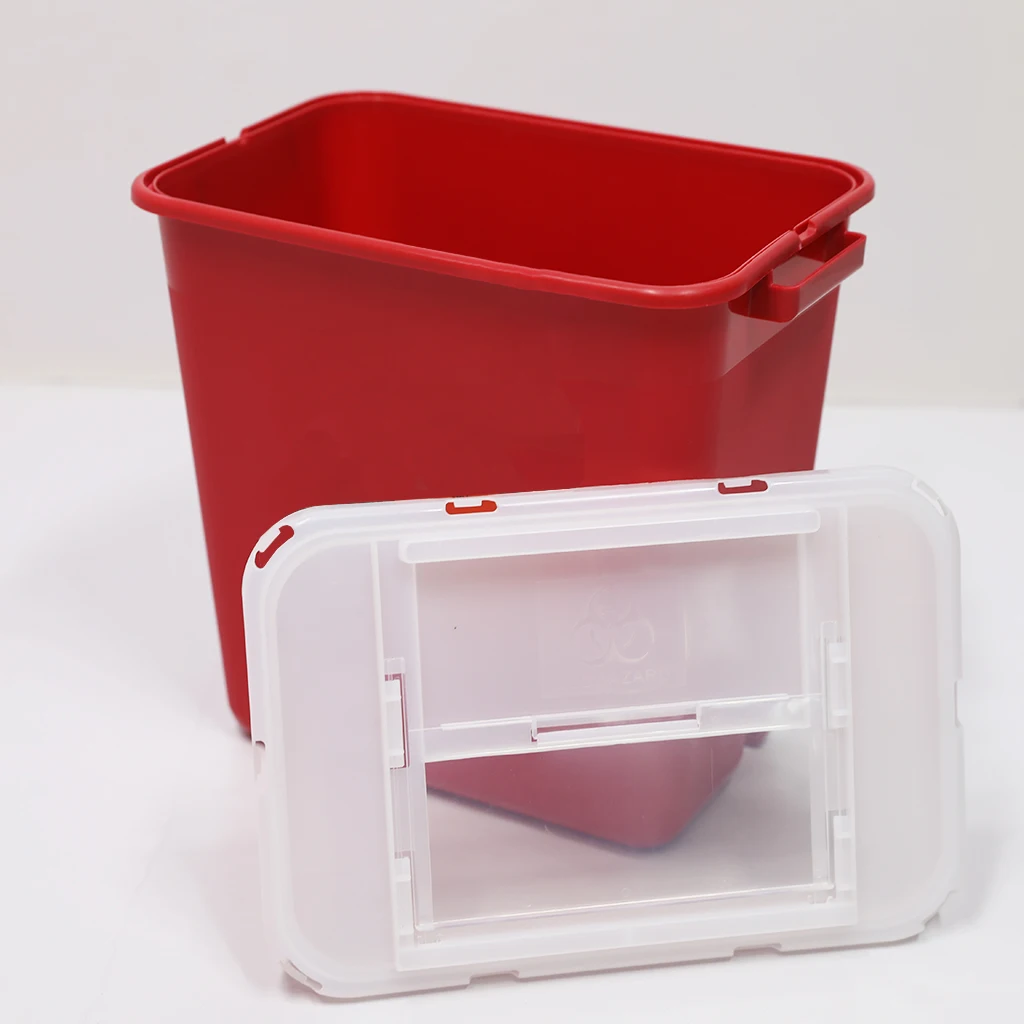 2 Gallon Large Puncture Resistant Plastic Safety Sharp Boxes  For Hospital Clinical Medical Biohazard Syringe Needle Disposal