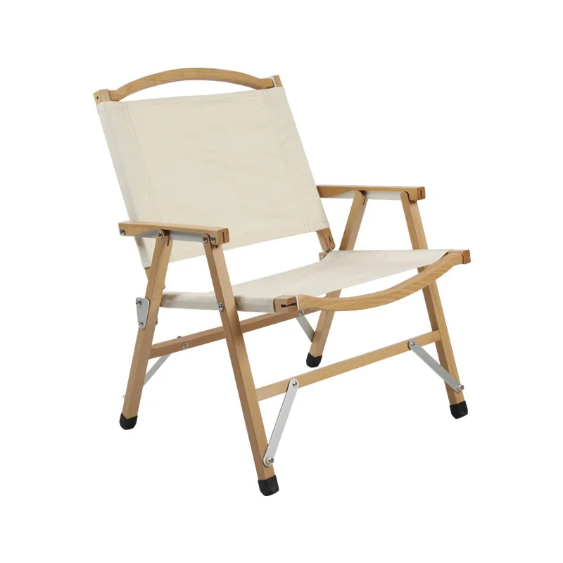 Modern Design Outdoor Glamping Backyard Furniture Wooden Kermit Portable Armrest Folding Chair For Camping Fishing