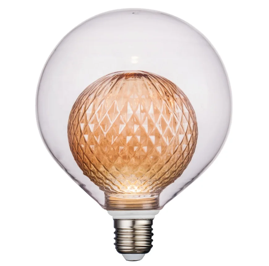 Chinese manufacturer double wall glass lampshade lighting glass global bulb 3W 5W holiday decoration bulb