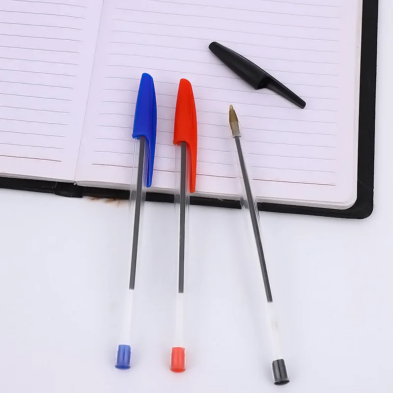 Transparent Stick Pens Custom Logo Hot Sale Ballpen Cheap Simple Pen Promotion