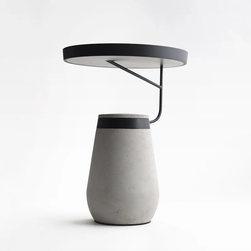 North Europe Post Modern Cement with Metal Simple Sofa Side Table for Living Room / Bedroom /Hallway Decorate Movable End Table