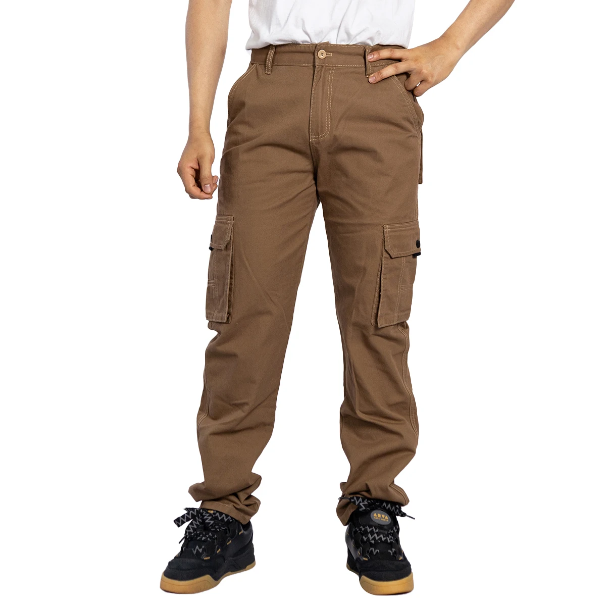 New Fashion Brown Cargo Jeans for Men Carpenter Pants