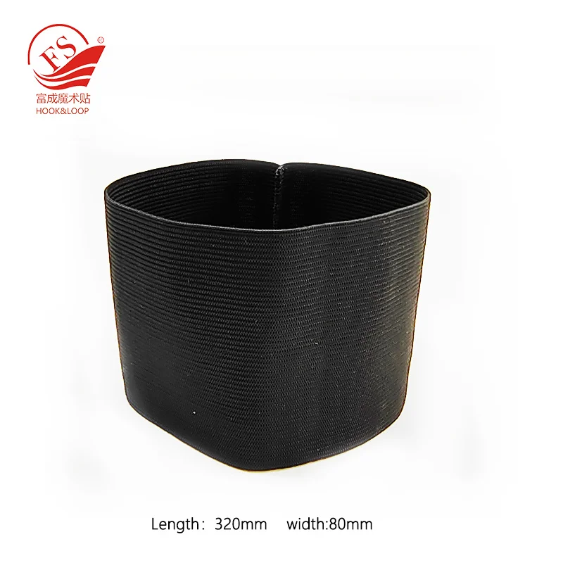 Good Quality 80*320 mm  Elastic Hook And Loop Soccer Football  Captain Armband In Black Color