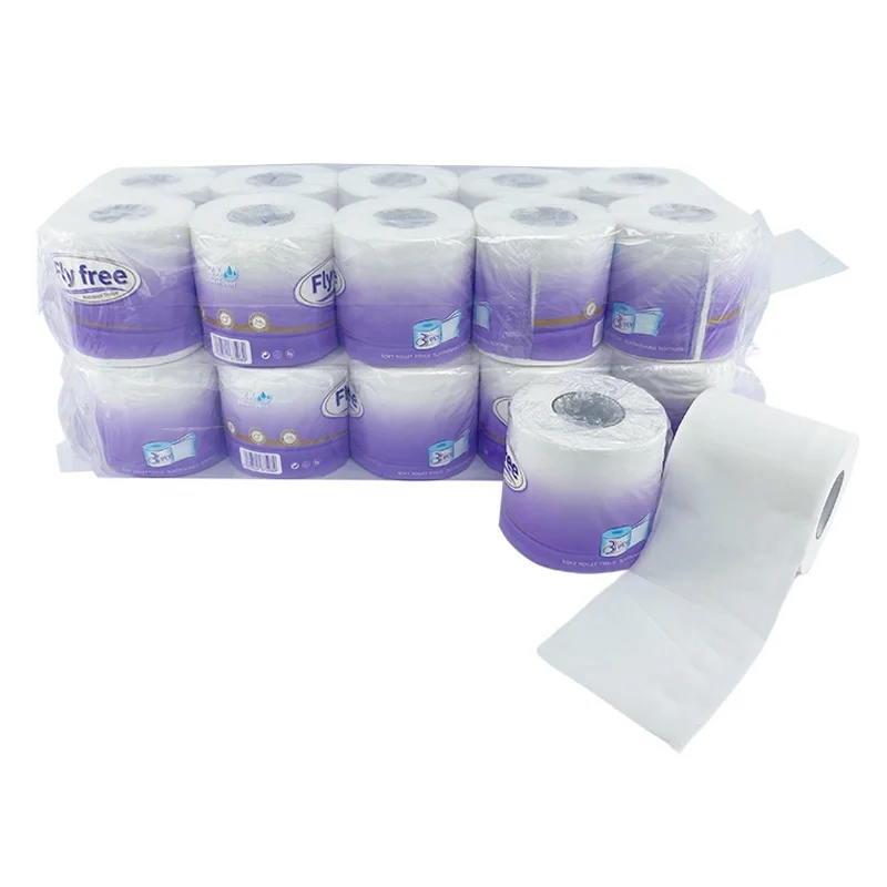 Custom Toilet Paper 3 Ply High Quality Virgin Wood Pulp Bathroom Toilet Tissue Rolls