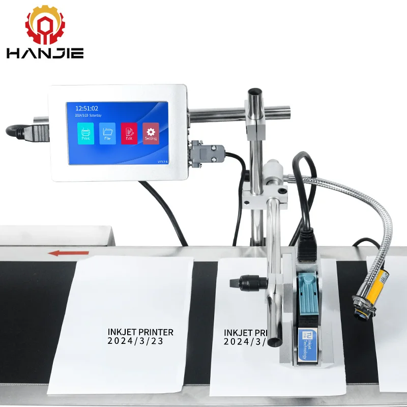 High Speed TIJ Online Touch Screen 5 inch Inkjet Printers for Batch Coding Expiry Date Logo Printing